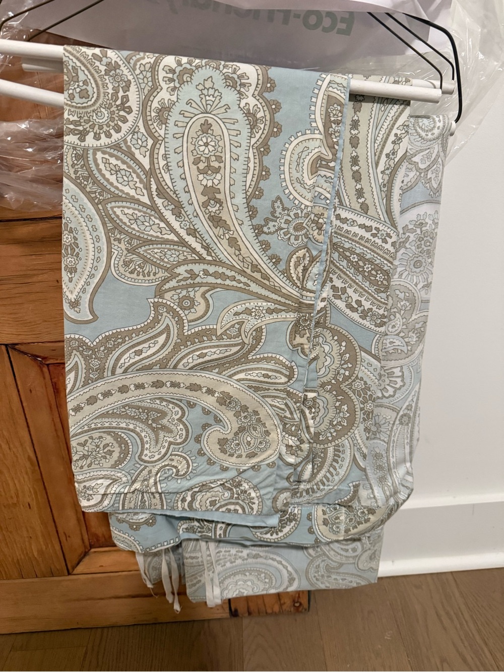 King Size Duvet and Shams Paisley Print Light Blue & Beige